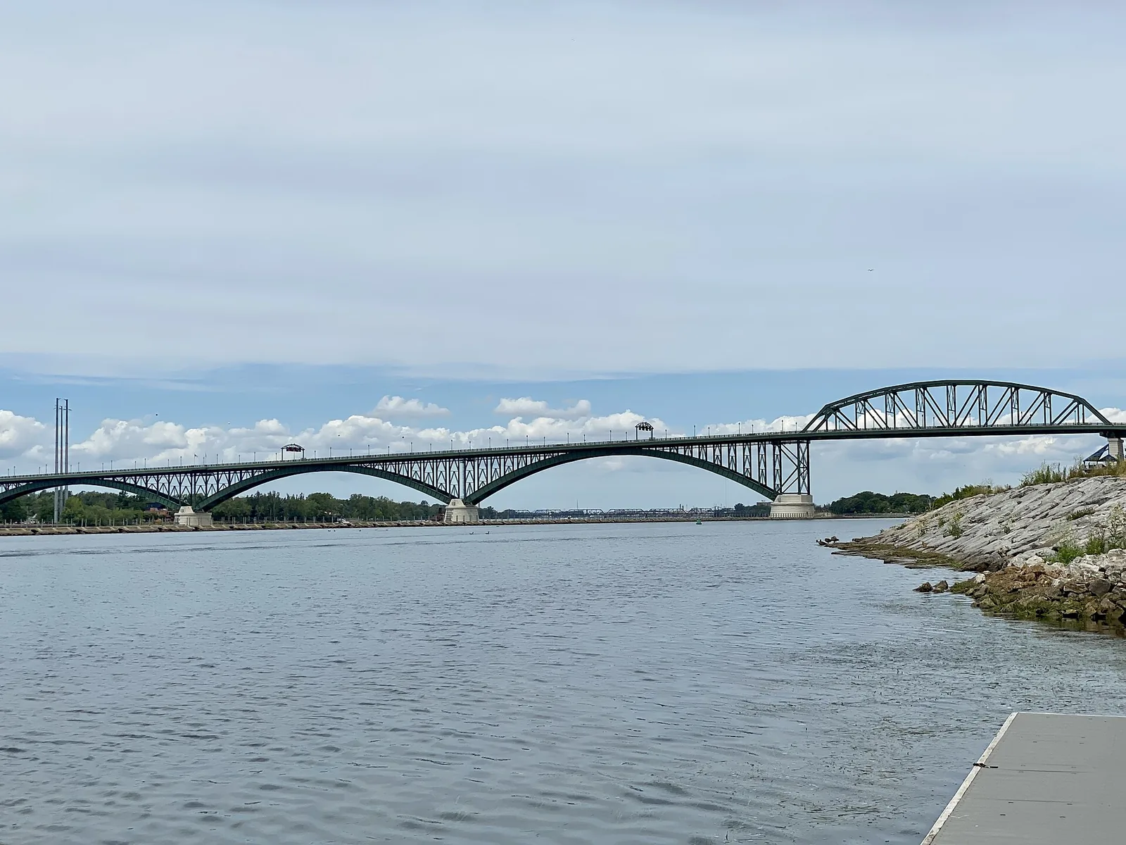 The Peace Bridge arching across the Niagara River between Buffalo and Fort Erie